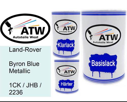 Land-Rover, Byron Blue Metallic, 1CK / JHB / 2236: 500ml Lackdose + 500ml Klarlack + 250ml Härter - Set, von ATW Autoteile West.